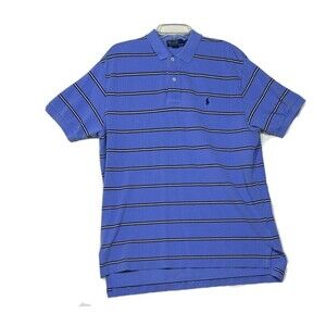 Polo Ralph Lauren Shirt Mens Size XL Blue Striped Short Sleeve Embroidered Logo